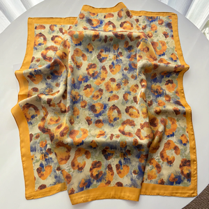 Silk Square Scarf For Women Leopard Printed Bandanas Stylish Hairband Luxury Hijab Neckerchief Elegant Shawl Wraps - Product Image 3