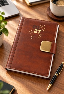 Agenda en PU brun NESCAFE One Dated, journal d'affaires, cadeau d'entreprise, agenda de bureau, carnet de notes de marque, boucle magnétique, option cadeau - Product Image 2