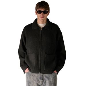 Veste zippée surdimensionnée en tricot côtelé pour homme, veste zippée décontractée, veste bomber en tricot confortable pour homme, veste d'extérieur élégante - Product Image 5