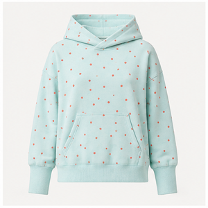 Sweat à capuche personnalisable pour femme, coupe ample et courte, à pois irréguliers, en molleton bouclé doux, couleur aqua pâle WPHOOD-0023 - Product Image 1