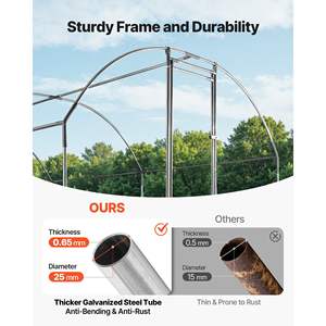 <b>Large</b> Metal <b>Chicken</b> <b>Coop</b> 9 X 25 X 6.6 ft Walk-In Poultry Cage Waterproof Dome Roof Sturdy Frame for Ducks Geese Outdoor Backyard - Product Image 3