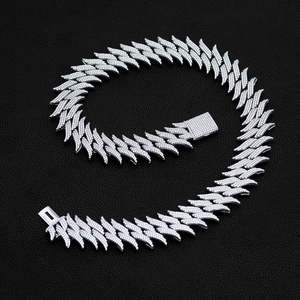 Silver Moissanite Cuban <b>Chain</b> Necklace Round Brilliant Cut <b>Iced</b> <b>Out</b> Link Choker for Men Women Hip Hop Party Jewelry - Product Image 3