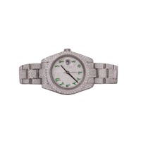 Montre Hip Hop Unisexe de Luxe en Acier Inoxydable Entièrement Sertie de Diamants Moissanite, Cadran en Cristal Saphir, Résistance à l'Eau 10 Bar, Date Automatique