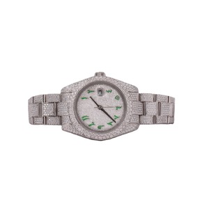 Reloj de Lujo de Acero Inoxidable con Incrustaciones de Diamantes Redondos de Moissanita, Estilo Hip Hop, para Hombre y Mujer, India - Product Image 1