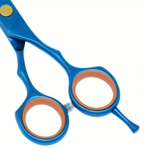 Ciseaux à effiler les cheveux en acier inoxydable bleu, lame droite, pour salon de coiffure, pour franges et coiffage - Product Image 5
