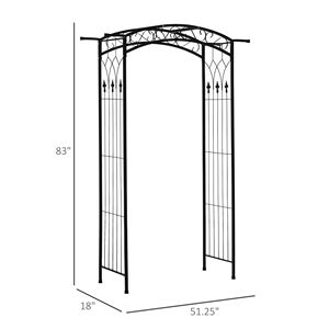 Arco da Giardino in Metallo Nero da 2,1 m con Barra di Estensione Superiore Resistente alle Intemperie, Supporto Funzionale per Cerimonie Nuziali e Feste - Product Image 3