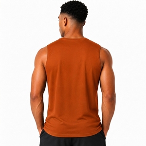 Débardeur sans manches pour homme, couleur unie, col rond, respirant, tricoté, 100% polyester, style streetwear décontracté - Product Image 2