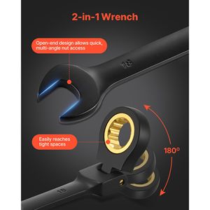 Set di chiavi a cricchetto a testa flessibile da 24 pezzi, 72 denti, in acciaio CRV, con anello a bussola da 17 mm, chiavi combinate metriche e SAE da 12 mm - Product Image 4