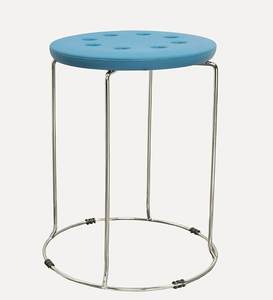 Portable Round <b>Plastic</b> <b>Stool</b> with Chrome Steel Legs Lightweight Seating <b>Stool</b> for Home and Outdoor Use - Product Image 2