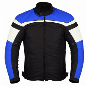 Blouson de moto pour homme, color-block, manches longues, coupe-vent, toutes saisons, vêtements de course, bleu, noir, blanc, polyester, nylon - Product Image 1