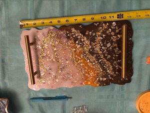 Luxury Geode <b>Epoxy</b> Resin Serving Tray Crystal Stone Inlay Gold Glitter Art Decorative Vanity <b>Coffee</b> <b>Table</b> Storage Tray Home Use - Product Image 3
