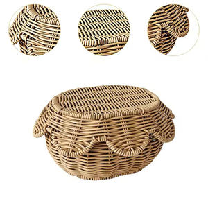 [Oferta 2026] Cesta de picnic de ratán hecha a mano, de material natural tejido, perfecta para guardar frutas y regalos. - Product Image 5