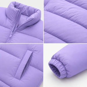 Veste matelassée pour homme, couleur violette, col montant, fermeture éclair, coupe-vent, respirante, streetwear, vêtements d'hiver, coupe régulière, rembourrage en coton - Product Image 5