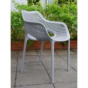 Chaise de jardin en plastique moulé en forme de bateau, grise, haut de gamme, moderne, imperméable et confortable pour les consommateurs avisés - Product Image 2