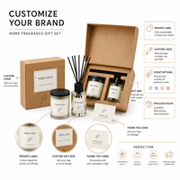 Coffret cadeau de parfums d'ambiance avec bougie parfumée et diffuseur à bâtonnets, boîte cadeau personnalisée en kraft pour Noël, Pâques et la Saint-Valentin