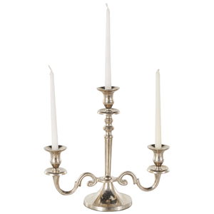 Porte-bougie décoratif moderne en aluminium plaqué argent à 3 bras pour mariage, fête, décoration de la maison à prix avantageux - Product Image 1