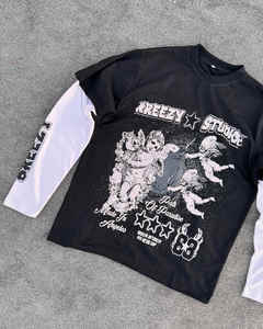 Ropa de calle personalizada para hombre, camiseta de manga doble capa, camiseta Unisex 2 en 1 de manga larga doble capa - Product Image 1