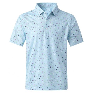 Polo à manches courtes vert menthe pour homme avec imprimé tasse de café, style décontracté, tissu Oxford respirant - Product Image 4