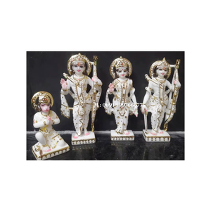 Statue de Lord Ram Darbar en marbre de qualité supérieure, finement polie, au design artisanal étonnant, à utiliser pour la maison et la liturgie des temples. - Product Image 1