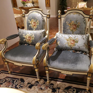 Juego de Muebles Seccionales Tapizados de Madera de Caoba Sólida de Estilo Rococó Francés Clásico de Alta Gama para Sala de Estar de Lujo - Product Image 4