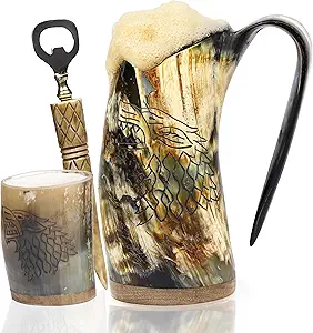 Custom Design Buffalo Horn Drinking Mug Bulk Unique Design %100 Natural Ox Horn <b>Beer</b> Mug Wholesale Premium Buffalo Horn Mug - Product Image 6