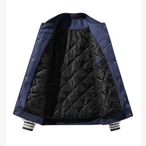 Men's Varsity Jacket Pu Leather Turn-<b>down</b> Collar Embroidered Letter Patch Casual Autumn Wear - Product Image 5