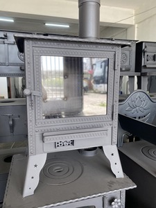 Compact Wood Burning Fireplace Stove with Glass Door <b>Small</b> Space <b>Heater</b> Handmade - Product Image 4