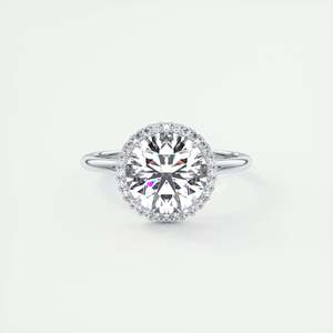 Anillo de compromiso francés con halo oculto y diamante redondo de 2.15 quilates cultivado en laboratorio, en oro blanco de 14k. - Product Image 3