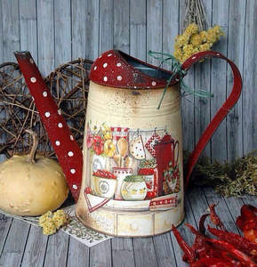 Bidon d'eau galvanisé fabriqué à la main avec un motif floral d'oiseau en émail idéal pour les cadeaux décorant les patios et les tâches d'arrosage quotidiennes - Product Image 3