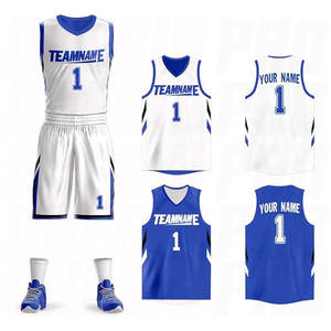 Nouvelle conception personnalisée, uniforme de basket-ball sans manches de haute qualité, antibactérien, blanc et bleu, vêtements de sport, maillot de basket-ball sublimé - Product Image 1