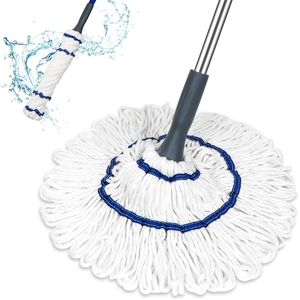 Mop a Manico Lungo Auto-Rotante in Cotone Intrecciato per Pulizia a Secco e Umido di Pavimenti in Cucina, Bagno, Legno, Vinile e Tutte le Superfici - Product Image 2