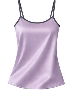 Conjunto de Pijama de Satén Lavanda Personalizado para Mujer, Ropa de Dormir Suave de Seda, Conjunto de Dos Piezas para Verano con Lazo Gris - Product Image 2