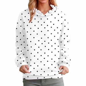 Sudadera con Capucha de Mujer, Color Amarillo Claro con Puntos, Informal, de Algodón Tejido, con Bolsillos, Corte Regular, para Otoño - Product Image 6