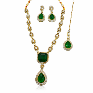 Ensemble de collier et boucles d'oreilles Kundan vintage plaqué or traditionnel en gros, bijoux de mariage pour femmes et jeunes filles pour les fêtes - Product Image 3