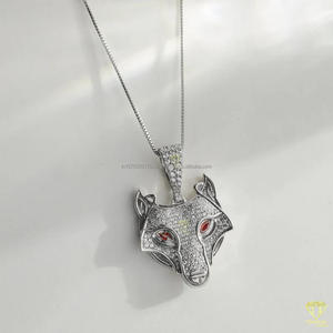 Designer Animal Pendant <b>Necklace</b> With Moissanite Diamonds <b>Solid</b> <b>Silver</b> Iced Out Fashion Jewelry For Hip Hop Lovers - Product Image 1