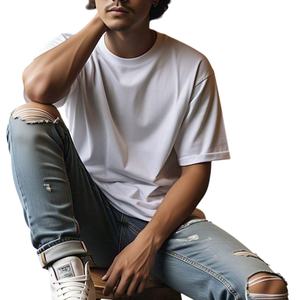 T-shirt homme personnalisé 300gsm Streetwear Chemise à col rond surdimensionné T-shirt ample en coton 100% coton pour hommes coupe ample - Product Image 1