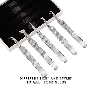 Pinzas de Extensión de Pestañas Antiestáticas de Grado Profesional, Punta de Fibra, Agarre Antideslizante, Acero Inoxidable, Volumen Personalizable - Product Image 5