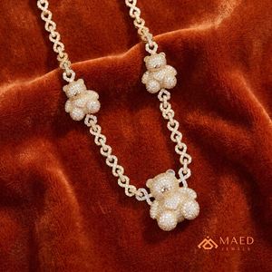สร้อยคอจี้รูปหมีเท็ดดี้ประดับโมอิสซาไนต์ชุบทอง 18K เครื่องประดับแฟชั่น สร้อยคอแบบโซ่เส้นเล็ก สไตล์หรูหราสำหรับผู้ชายและผู้หญิง นิวยอร์กซิตี้ - Product Image 2