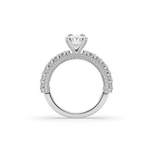 Bague solitaire en or 10KT 14KT avec diamant ovale brillant cultivé en laboratoire de 2,96 carats, design unique et léger, pour mariage - Product Image 3
