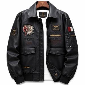 Chaqueta de Cuero Genuino para Hombre TR-LJ-015, Colores Personalizados, Cuello Alto, Impermeable, Resistente al Viento, Ecológica, Casual, de Alta Calidad - Product Image 2