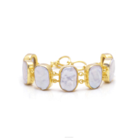 Perle d'eau douce Chunky Déclaration Bracelet Réglable Toggle Lock Fermoir Bracelet En Gros Bohème Bijoux Fabricant