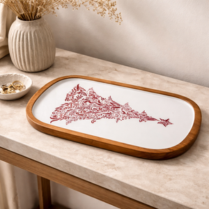 Bandeja de servir de madera de mango esmaltada hecha a mano, grande y pequeña, color granate, con diseño de árbol de Navidad, personalizada, para aperitivos, vajilla, juegos de platos de servir - Product Image 6