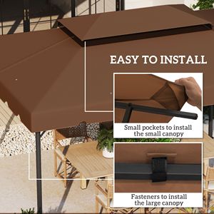 Telo di Ricambio per Gazebo 13FT X 10FT con Tetto a Doppia Ventilazione per Modelli 84C 101 o 84C 144 (SOLO TELO) Colore Caffè - Product Image 5