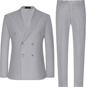 Traje de Hombre Gris Claro de Pana de Poliéster/Algodón de Un Solo Botón, Estilo Británico, Ropa Formal de Negocios, Cuello Mao, Transpirable - Product Image 2