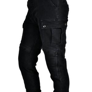 Pantalones de Motocicleta de Cuero para Hombre, Pantalones de Motocicleta de Cuero Vacuno Negro con Deslizadores - Product Image 3