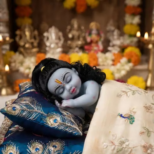 Muñeco Laddu Gopal de 6 pulgadas, ídolo decorativo Bal Gopal, muñeco de Krishna para decoración del hogar y templo, Pooja, acabado suave, Kanha Ji - Product Image 4