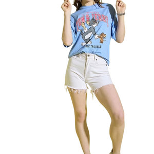 Camiseta de Manga Corta Personalizada para Mujer, de Alta Calidad, en Algodón y Poliéster, con Estampado Serigrafiado y Hombros Caídos, Precio al por Mayor 2026 - Product Image 1
