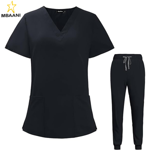 ชุดสครับสำหรับผู้หญิง เสื้อคอวีมีกระเป๋าและกางเกงสครับแบบมีเชือกผูก - Product Image 6