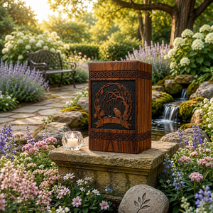 Wooden Urn Memorial <b>Keepsake</b> <b>Box</b> Carved Remembrance Cremation Urn Decorative Tribute Case for Home Shrine - Product Image 3
