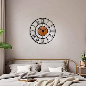 Luxury Handmade Modern Black Art Deco <b>Wall</b> <b>Clock</b> Decorative <b>Wall</b> Art Living Room Bedroom Office Hotel Home Interior Best Price - Product Image 2